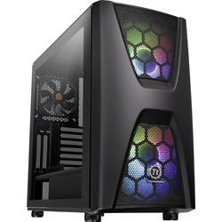 Thermaltake Commander C34 TG Midi-Tower PC-Gehäuse, Gaming-Gehäuse Schwarz 2 Vorinstallierte LED Lüfter, 1 vorinstallierter Lüfter, LCS Kompatibel, CA-1N5-00M1WN-00