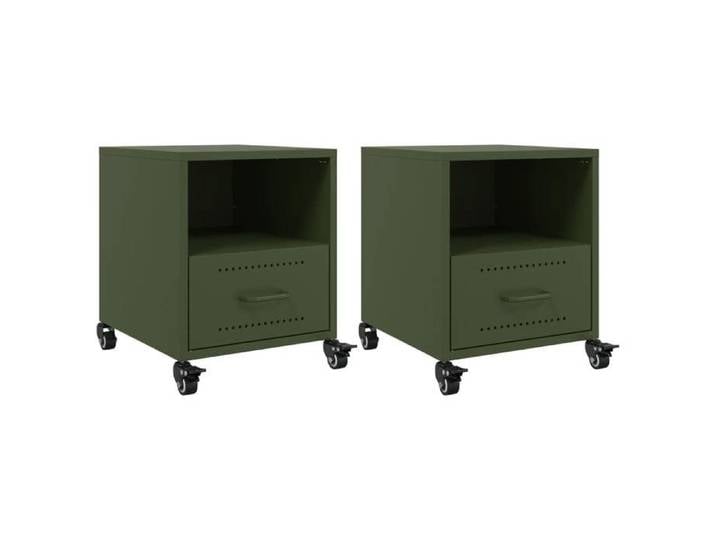 NEW Cabinet de chevet - 2 pcs - Meuble de lit - vert olive 36x39x43 5 cm acier @6543@