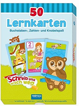 Trötsch Verlag - 50 Lernkarten: Buchstaben, Zahlen- und Knobelspaß: Schreib- und wisch weg - Preis vom 08.10.2026 07:26:42 h