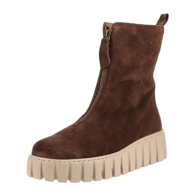Plateaustiefelette GABOR "Gabor Stiefelette Veloursleder", Damen, Gr. 40, braun (cacao), Veloursleder, Schuhe