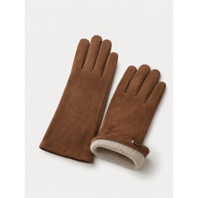 Lederhandschuhe "Velourleder", Damen, Gr. 7, cognac, Leder, COLLEZIONE ALESSANDRO, Handschuhe