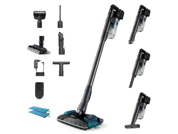 PHILIPS Nass-Trocken-Sauger XC8055/01 Aqua Plus 8000 Series „Alleskönner“ , blau (dunkelpetrol), Mehrzwecksauger, mit bis zu 80 Minuten Laufzeit und adaptiver Saug- und Wischdüse, Nass-Trocken-Sauger