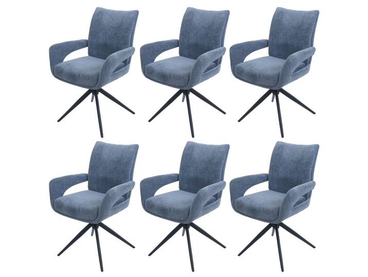 ESSZIMMERSTUHL Grau, Blau 6er-Set