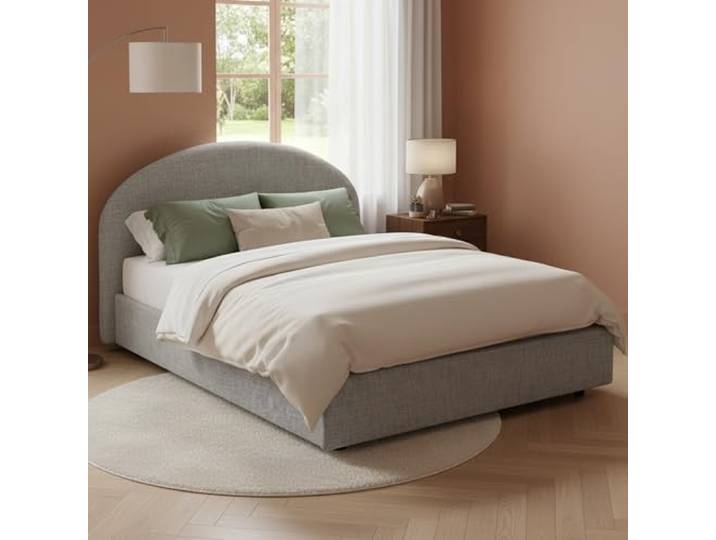 Talamo Italia - Consuelo Doppelbett, Bettkasten mit Stoffbezug, 100 % Made in Italy, Öffnung vorne, geeignet für Matratze 160 x 190 cm, Grau
