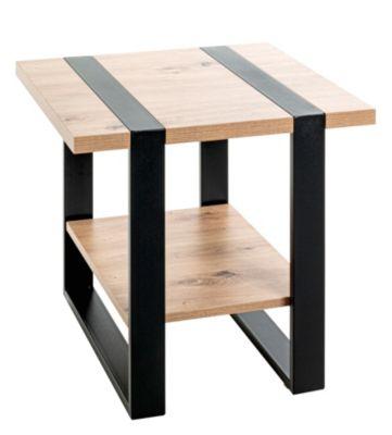 HAKU Beistelltisch, quadratisch, Stahlrohr pulverbeschichtet, melaminharzbeschichtet, B 450 x T 450 x H 450 mm, schwarz/Eiche hell