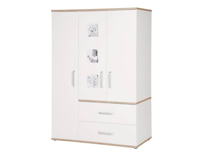 ROBA Armoire Bébé  Pia  3 portes et 2 tiroirs - Blanc/décor 'chêne San Remo'
