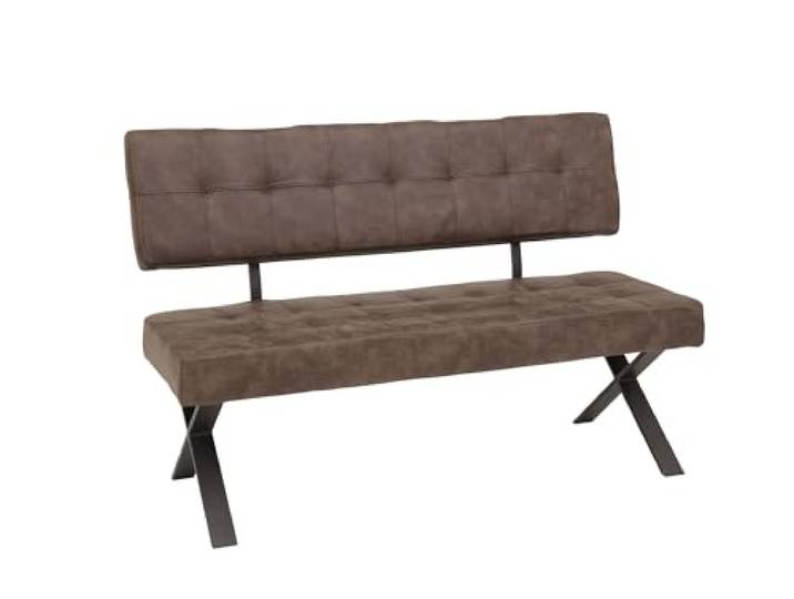 möbelando Sitzbank >Dosi-I< in Vintage braun, Metall/Softex - 140x93x61cm (BxHxT)