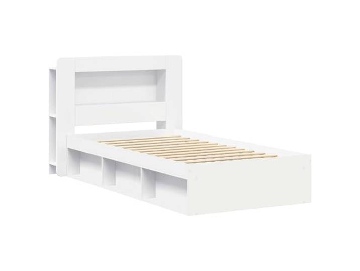 SKTQYQO Bettgestell mit Stauraum, weiß, 100 x 200 cm Technisches Holz, Kopfteil inklusive, integrierte Schubladen, Lattenrost