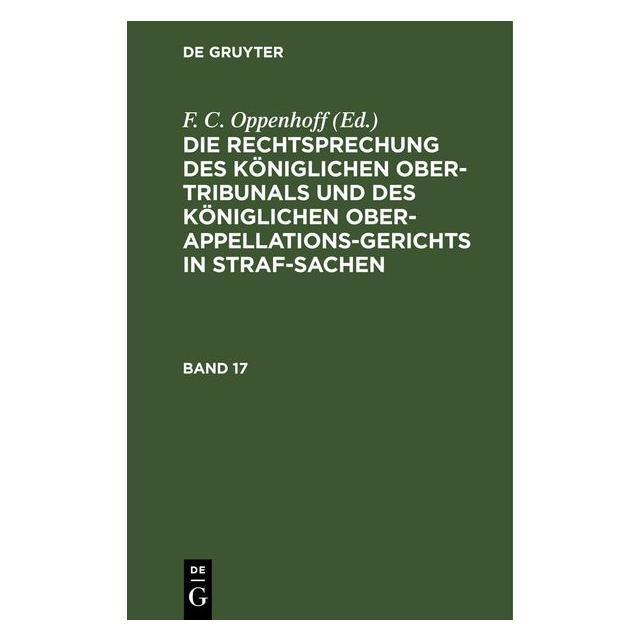 De Gruyter Die Rechtsprechung des Königlichen Ober (67781332)