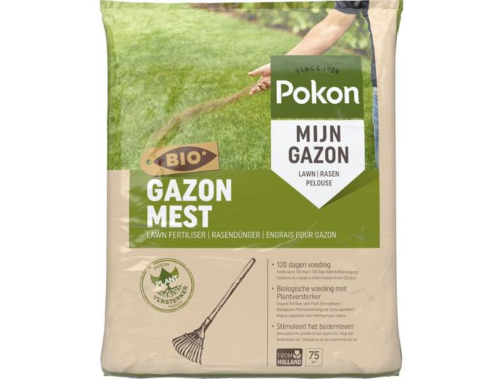 Pokon Bio Gazonmest - 5kg - Mest - Geschikt voor 75m² - 120 dagen biologische voeding