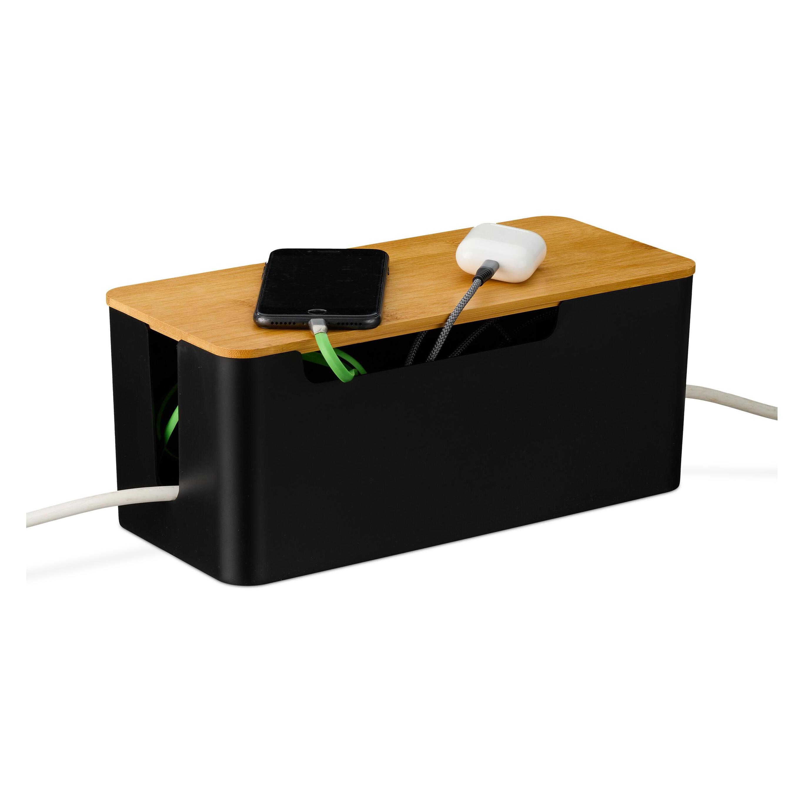 Relaxdays Kabelbox mit Bambusdeckel (4052025502133)