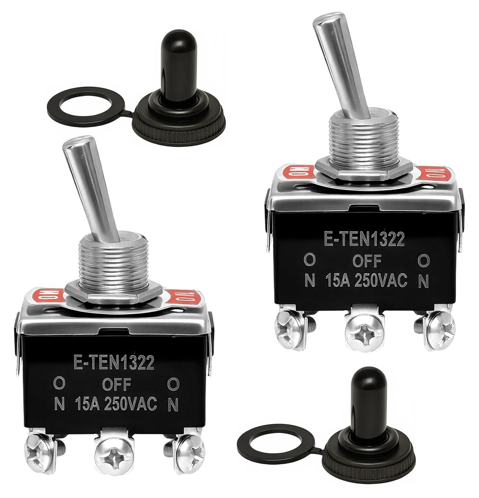 Dripio Set van 2 Waterdichte DPDT Schakelaars, 6-polig, 3 standen, 12V, 15A