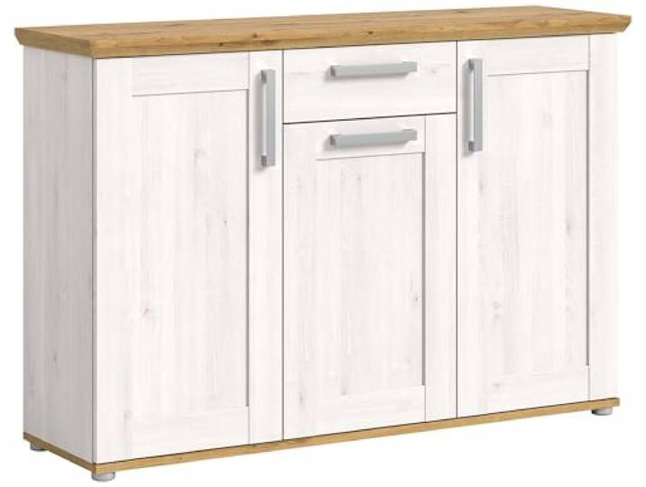 Newroom Kommode Sibiu Lärche weiß Sideboard mit Schublade Flur Wohnzimmer