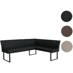 Eckbank HWC-O82, Esszimmerbank Bank, Kunstleder Metall 210x159cm ~ schwarz