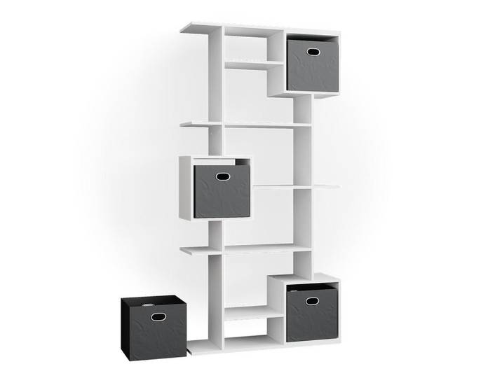 Vicco Raumteiler Cube Weiß 92 x 187.7 cm mit 2 Faltboxen, Holzwerkstoff, Rechteckig, 92x187.7x29 cm, Wohnzimmer, Raumteiler & Paravents, Raumteiler