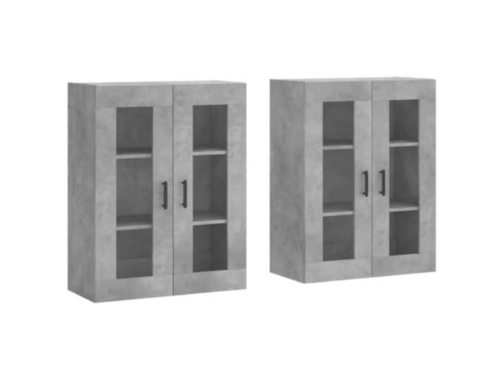 Helloshop26 2er Set praktische Wandschränke Dekorative Aufbewahrung 69,5 x 34 x 90 cm aus Holz Technikholz Betongrau 02_0055436
