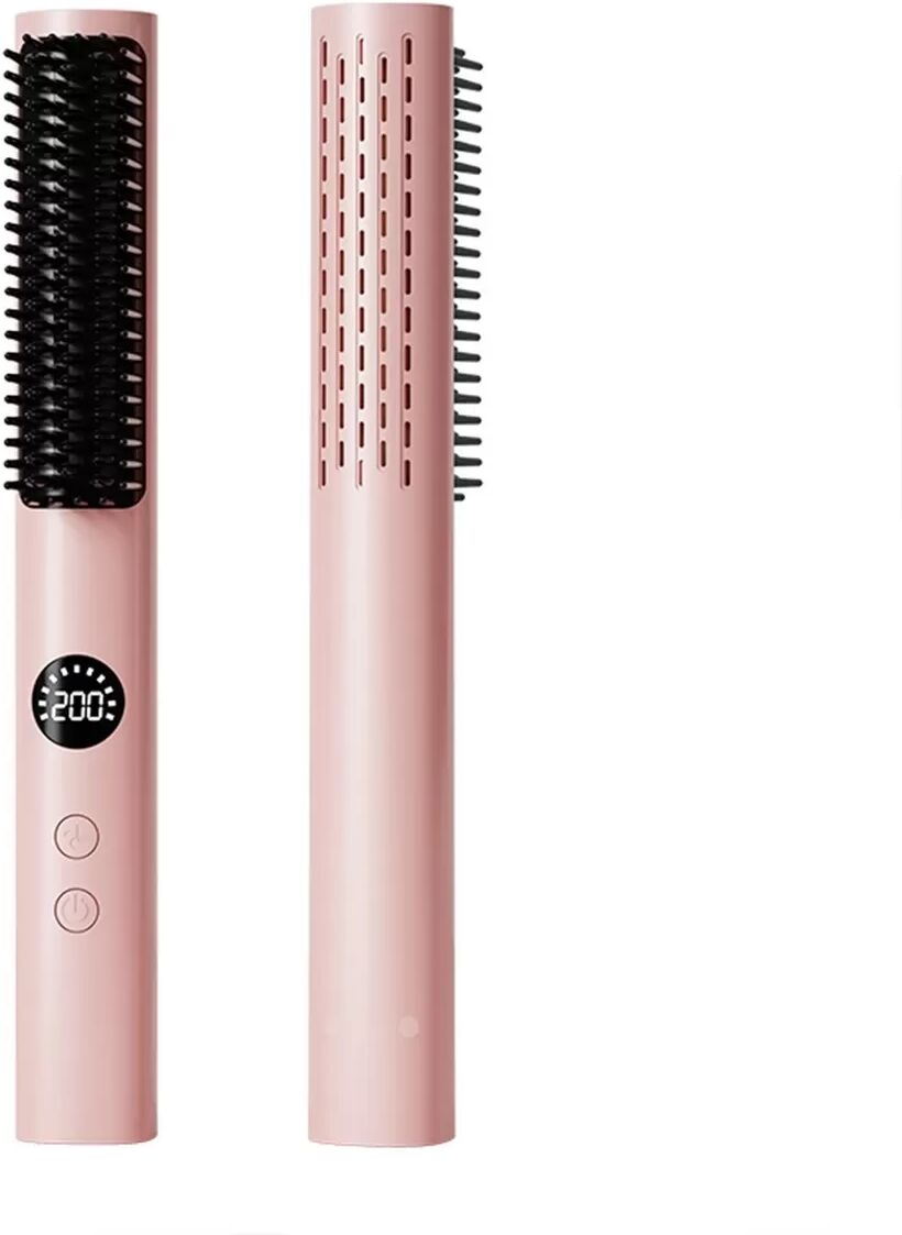 INF Brosse Lissante Électrique : Température Réglable, Tension Universelle 110-230V Rose