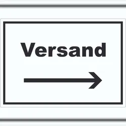 HB-Druck Versand Aufkleber mit Text und Richtungspfeil rechts Lieferung shipping waagerecht A9 (37x52mm)