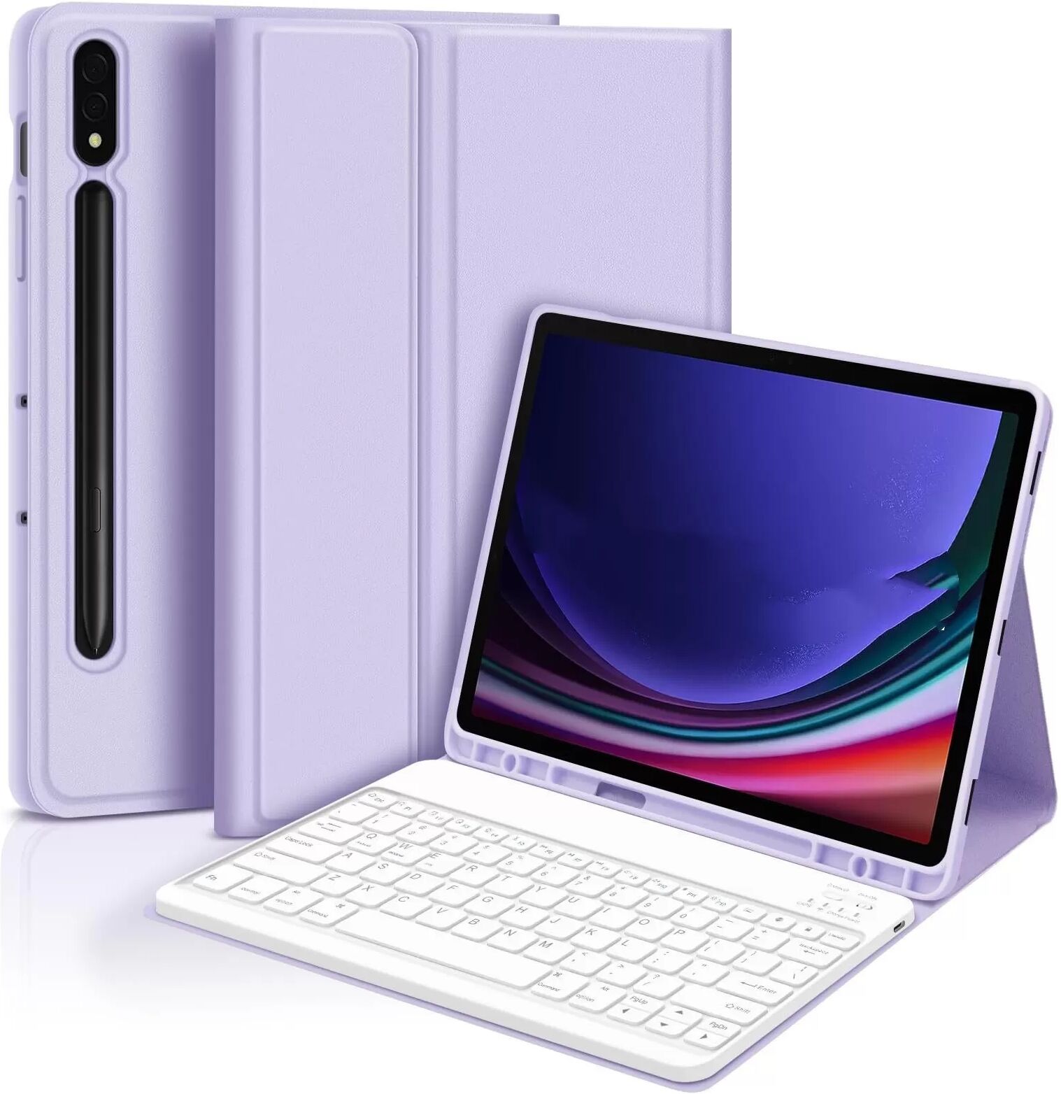 INF Lila Bluetooth Tastaturhülle mit Tastatur kompatibel mit Samsung Galaxy Tab S8+/S8 Plus 12.4 Zoll