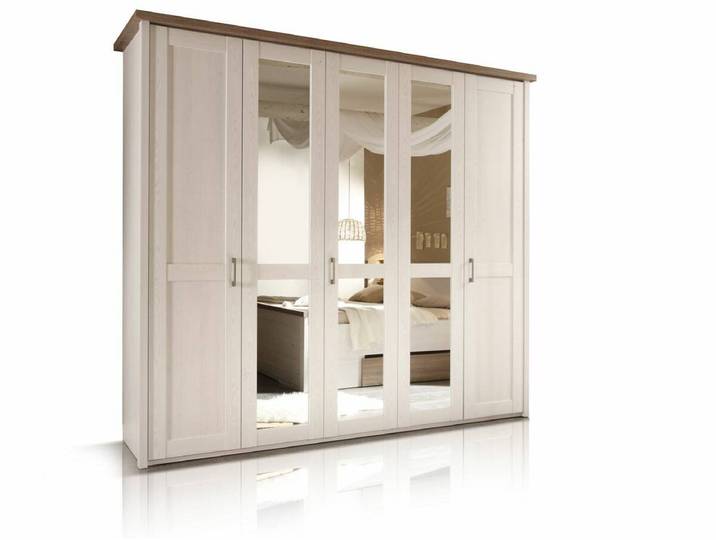 LUBA Drehtürenschrank 5trg, Material MDF, weiss piniefarbig /