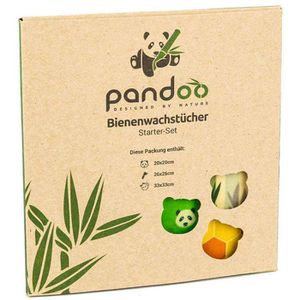 pandoo Bienenwachstücher Starter Set, 3 Größen, mit Dekor, 3-teilig