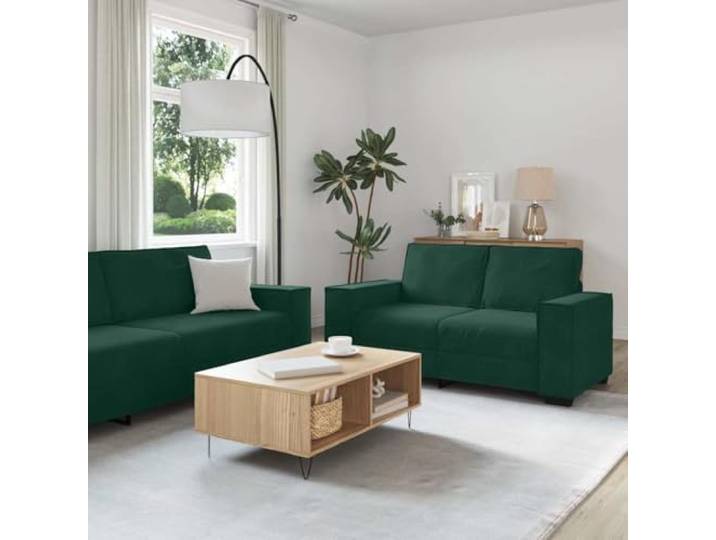 HEFZGDB 2-TLG. Sofagarnitur mit Kissen Dunkelgrün Samt, Weiches Velours Material und Robustes Gestell für Wohnzimmer und Büro, Bequeme Polsterung und Breite Armlehnen, Vielseitig