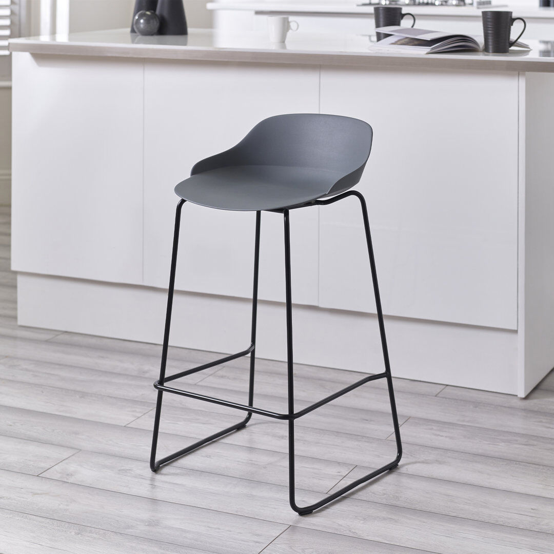 Metro Nikhil Bar Stool Dark Grey/Black 83cm H X 49cm W X 48cm D