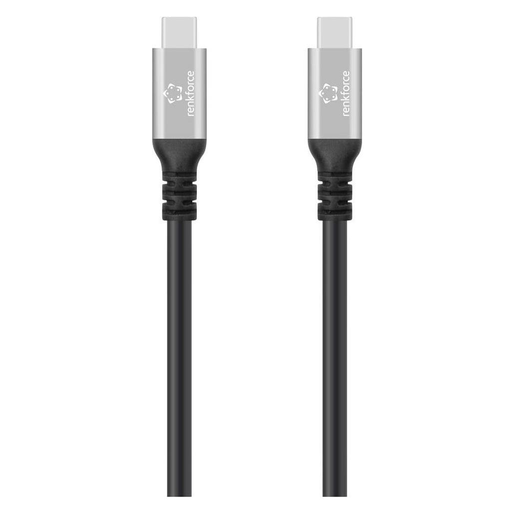 Renkforce USB-C Kabel USB4 USB-C Stecker, USB-C Stecker 1 m Schwarz Aluminiu (1 m, USB 4, 240 W) (RF-6805036)