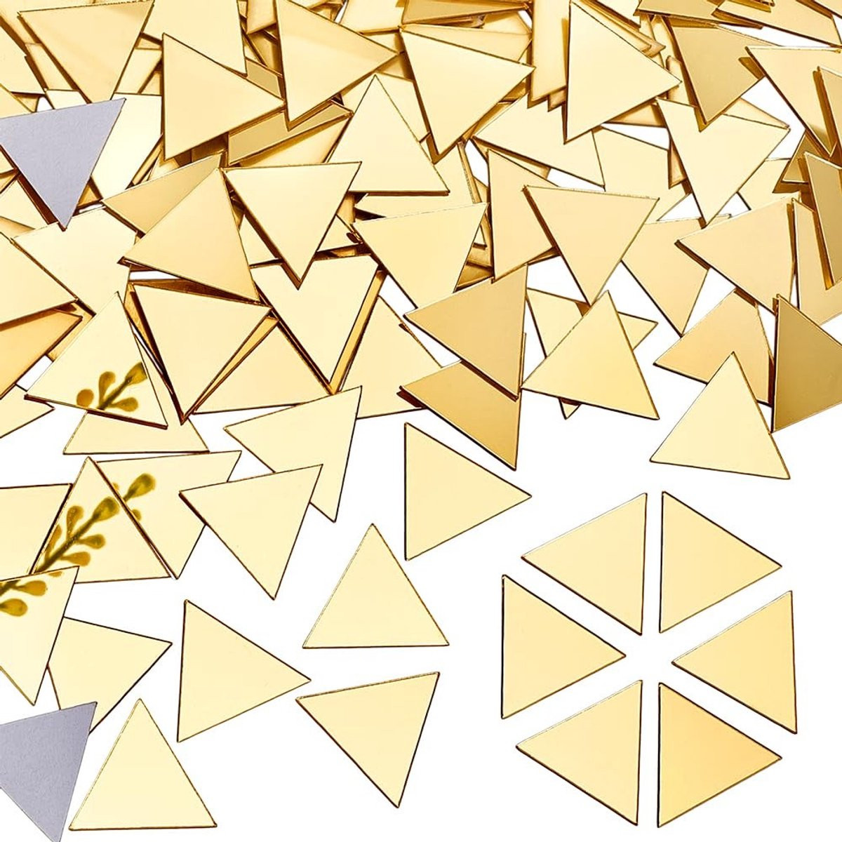 Dailygoods Spiegeltegels 200 Stuks - Driehoekige Zelfklevende Gouden Decoratietegels - 2,5 cm