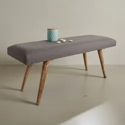 KADIMA DESIGN Sitzbank SILE: Retro-Stil, Bequeme Polsterung, Strapazierfähiger Stoffbezug, Massivholz, Anti-Rutsch-Noppen