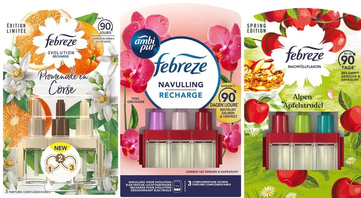 Ambi Pur 3Volution Navullingen Mix - 3 Stuks - Thai Orchidee, Apple Crumble en Walk in Corsica