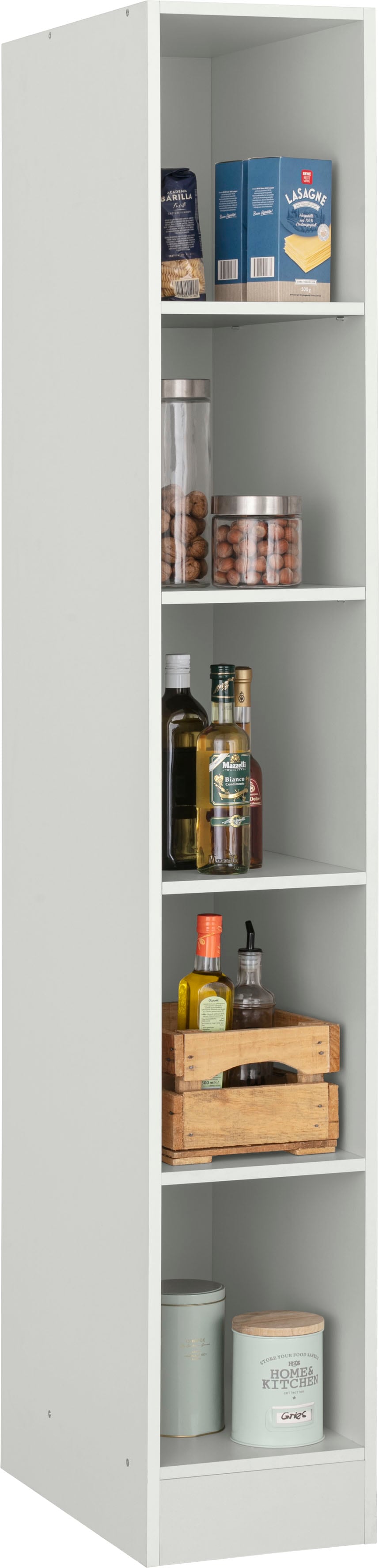 Seitenregal KOCHSTATION "KS-Paris", weiss (weiß), B:30cm H:200cm T:60cm, Regale, Seitenregal weiß B/H/T: 30cm x 200cm x 60cm