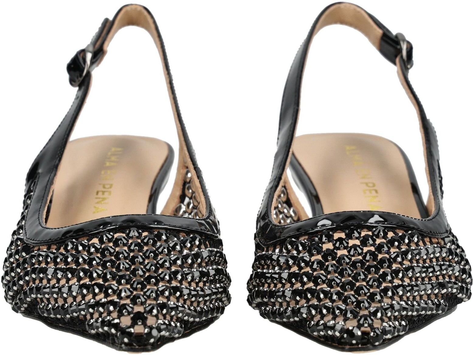 Slingpumps ALMA EN PENA "ALMA EN PENA Pumps Lederimitat/Textil", Damen, Gr. 38, schwarz, Lederimitat, Textil, Schuhe Slingpumps