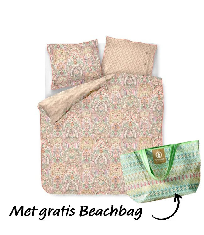 Pip Studio Jabali Flower dekbedovertrek - Koraalrood