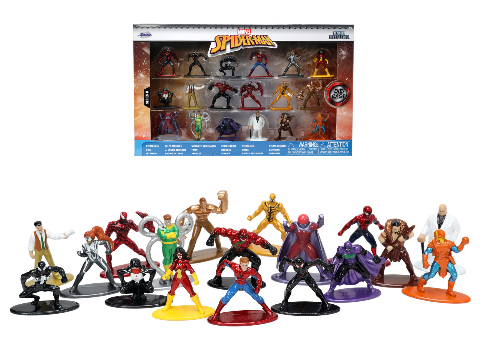 Jada Toys Marvel Nano Metalfigs Serie 8 Metalen Miniatuurfiguren Set van 18, 4 cm