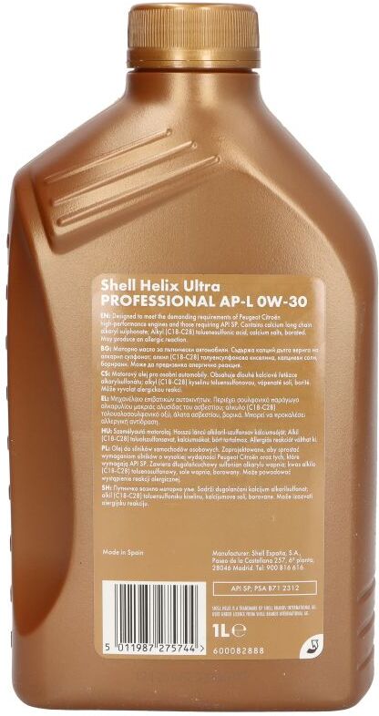Motoröl SHELL 550074015 Helix Professional Ultra AP-L 0W30 1L