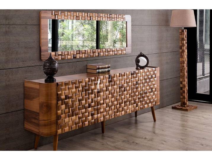 Xlmoebel Sideboard Italienisches Kommoden Set aus Holz mit Spiegel und Schrank 2er (Kommoden Set, Kommoden-Set mit Spiegel), Made in Europa
