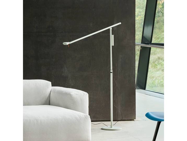 Vloerlamp Fifty-Fifty, dimbaar, alu / grijs / zink, Woon-/ Eetkamer, Aluminium, Design, vloerlamp