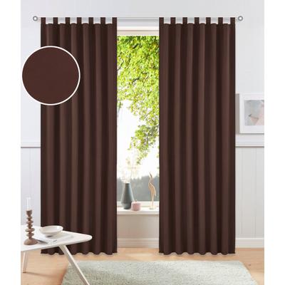 Vorhang OTTO HOME "Parry, Schlaufen, 2er Set, blickdicht, Topseller" Gr. 3, braun (dunkelbraun), B:140cm H:225cm, Polyester, Recyceltes Material, Gardinen, 2-er Set, blickdicht, monochrom, basic