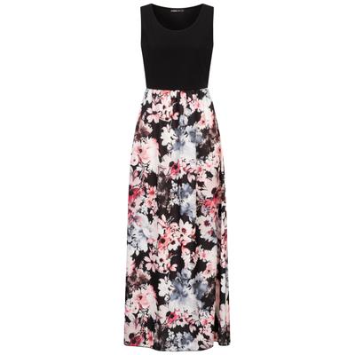 Shirtkleid CLOUD 5IVE "CLOUD 5IVE Cloud5ive Damen Maxi Kleid Blumen Muster", Damen, Gr. M, US-Größen, bunt (schwarz), 95% Polyester, 5% Elasthan, normal, ohne Ausschnitt, Kleider Shirtkleid