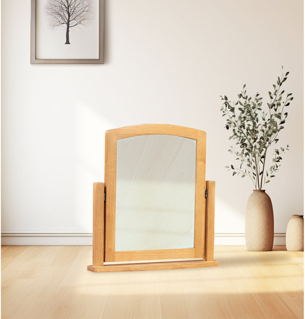 August Grove Madelynn Solid Wood Flat Freestanding Makeup / Shaving Mirror Brown 53cm H X 53cm W X 9cm D
