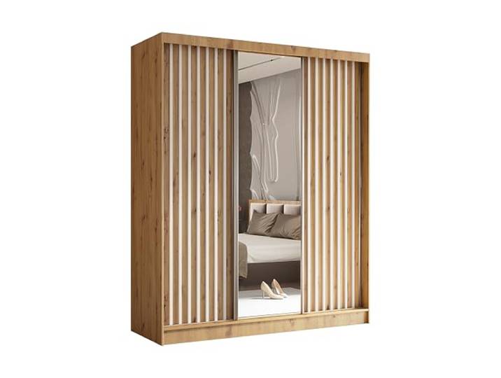 AX Living Schrank Cabinio 180 cm Weiß 3 kleinere Fächer (53 cm hoch, 48,4 cm breit). Kleiderschrank mit Schubladen. Laminierte Möbelplatte. ABS-Kanten.