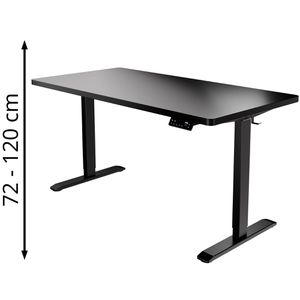 CLOUVOU Schreibtisch ProDesk, schwarz / schwarz, elektrisch höhenverstellbar, 140 x 72-120 x 70 cm