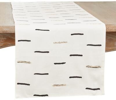 Saro Lifestyle "Embroidered Dashes Design Table Runner - 16""x72"""