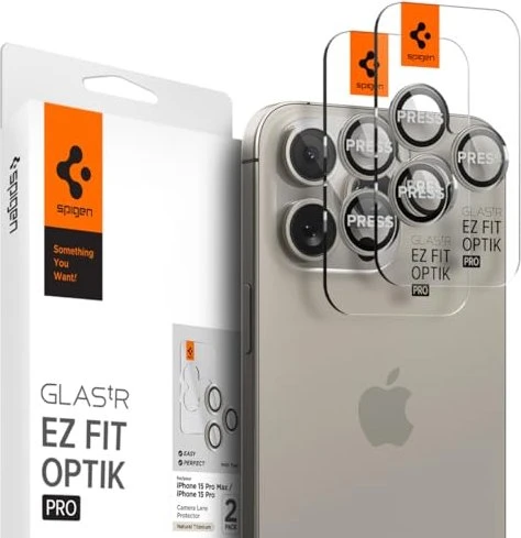 Spigen Glass tR EZ Fit Optik Pro 2 Pack Nature Titanium iPhone 17 Pro/16 Pro/17 Pro Max/16 Pro Max, 2 Stk