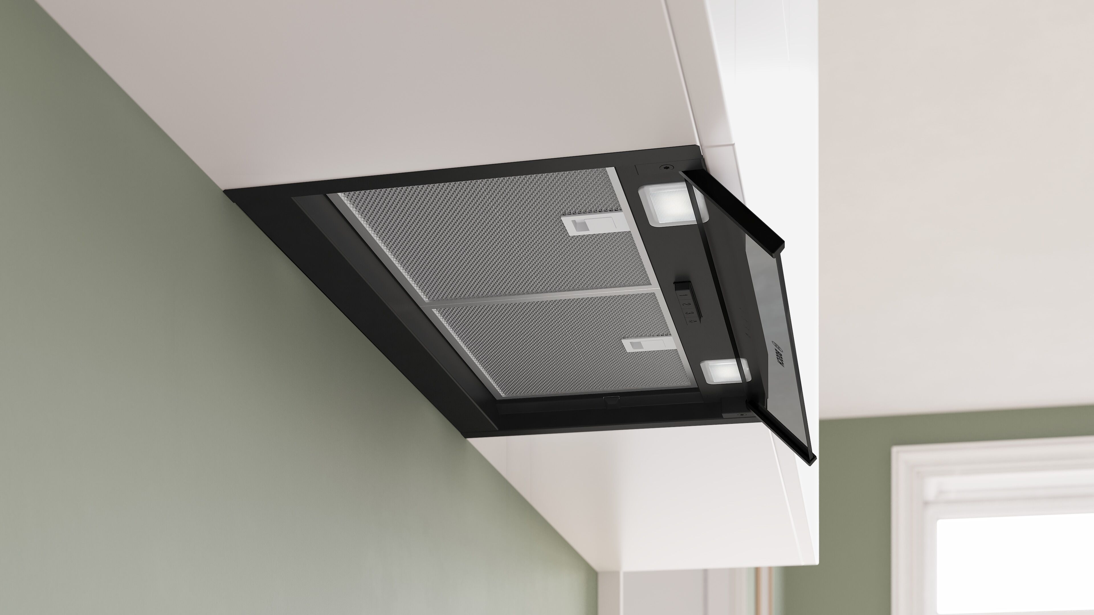 BOSCH Lüfterbaustein "DBB65CC60", Energieeffizienz: B (A+++-D), schwarz, B:59,8cm H:6cm T:29,8cm, Dunstabzugshauben, Langlebiges Dual Filtersystem & maximaler Stauraum für mehr Platz