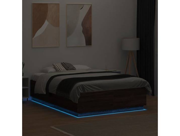 Lit 120x190 cm Lit simple VIDAXL Cadre de lit MODERNE avec LED sans matelas chêne marron L8578