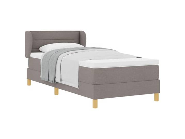 PUGYNBK Boxspringbett, 90 x 200 cm, mit Matratze Taupé Verstellbares Kopfteil, gefederter Lattenrost, Rahmen aus Holz und Kiefernholz