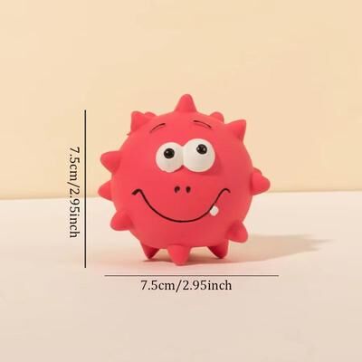 Inspired Finds Cute Squeaky Puppy Chew Toy Bite Resistant Thorn Molar Cleaner Interactive Dog Toy red