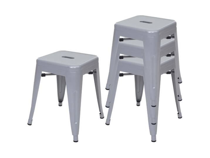 Jamb Hocker Grau 4er-Set, Metall, 39x46x39 cm, Esszimmer, Barmöbel, Barhocker